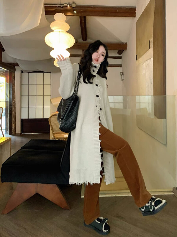 [Blue Show] Retro tassel design knitted cardigan 7634# LSW