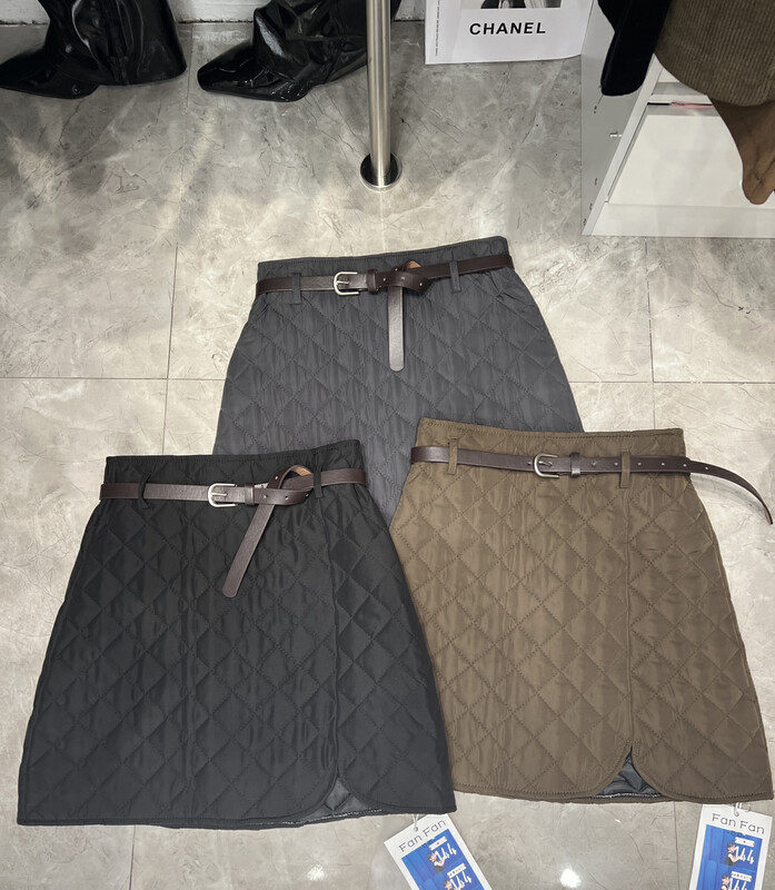 [Fan Fan] High waist pocket ladies all-match skirt (with belt) 10087# CL