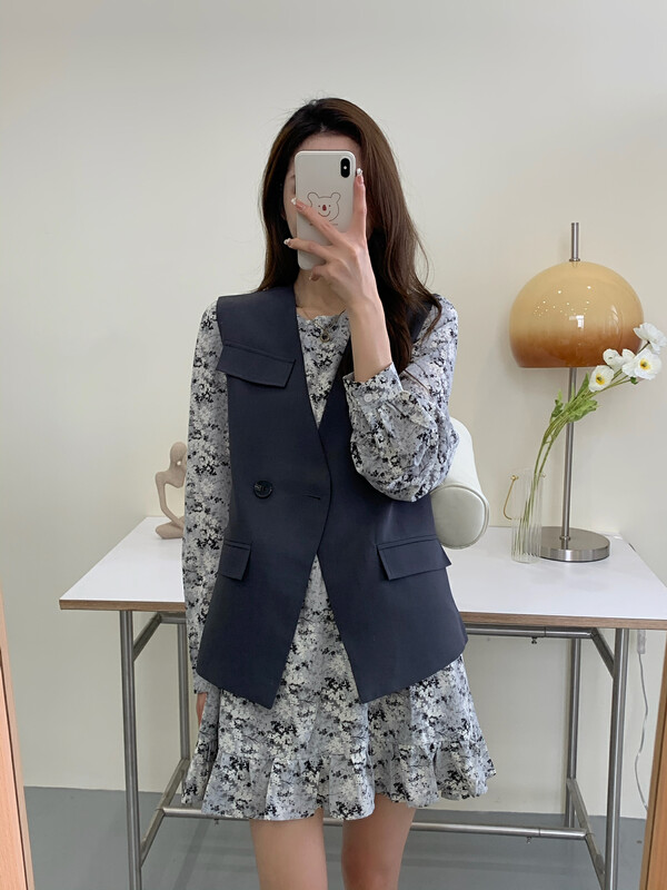 【VICTORY.2】Sleeveless Versatile Vest + Floral Dress Suit BB36# WPL