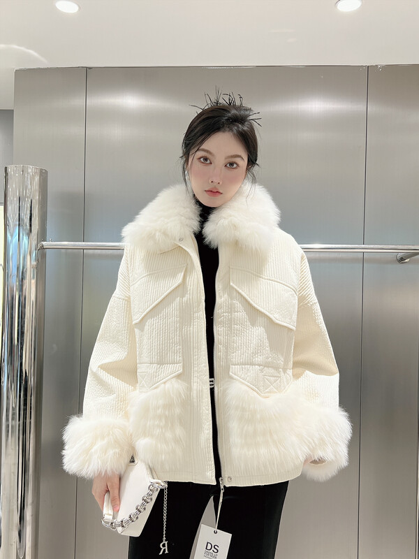 [DS] Comfortable, Simple, Versatile, Loose Warm Down Jacket (With Detachable Real Fox Fur) (Contains 90% White Duck Down) 99066D# JHY