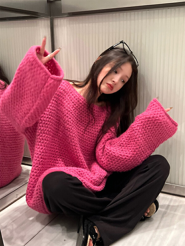 【L.L STUDIO】Korean Lazy Style Thick Needle Pullover Warm Sweater 78507# PCZ