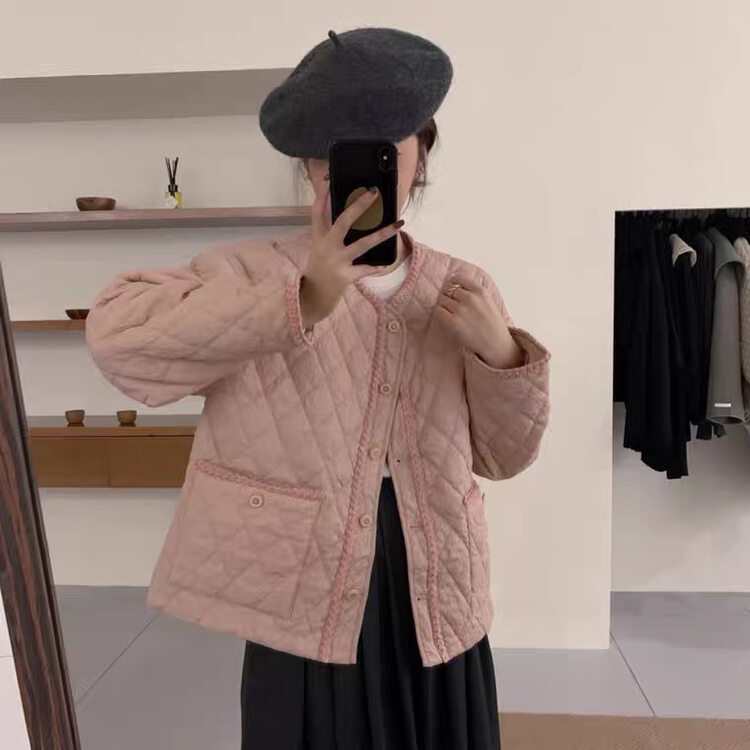 【SUSAN】Korean V-neck lace warm padded jacket 82118# LSW
