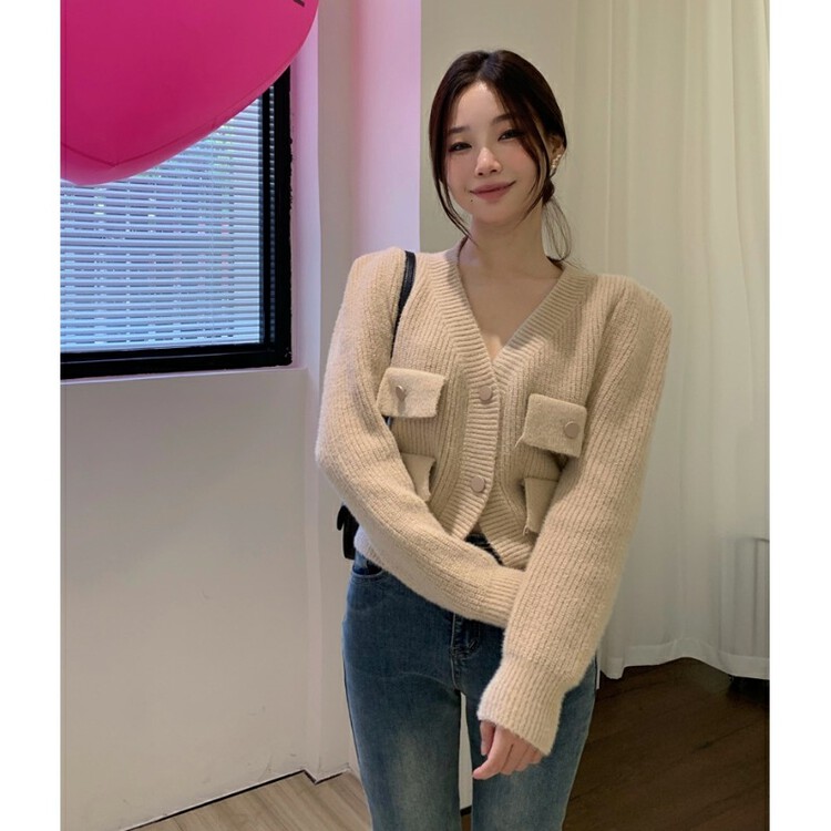 [Yi Kaoru] Korean version of long-sleeved small fragrance knitted cardigan 0519# HYY