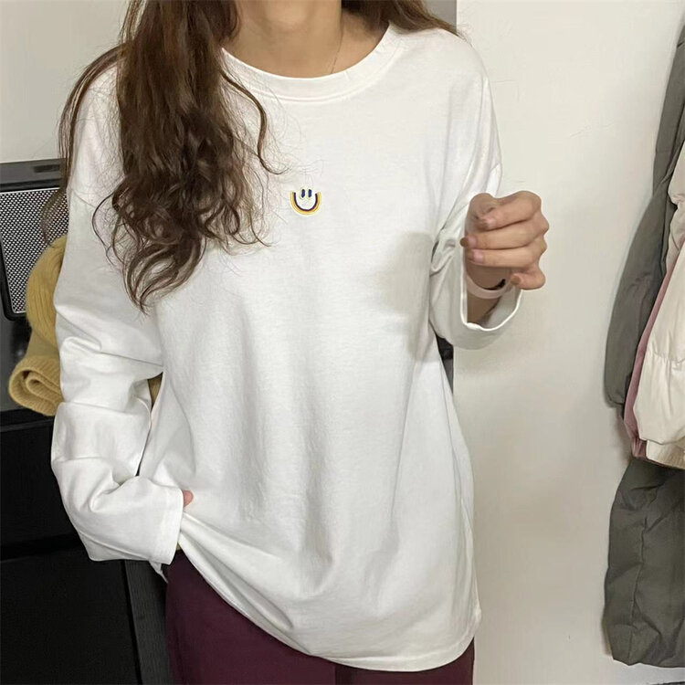 【SUSAN】Round Neck Smiley Pullover Long Sleeve T-Shirt (Without Shawl) 82239# LSW