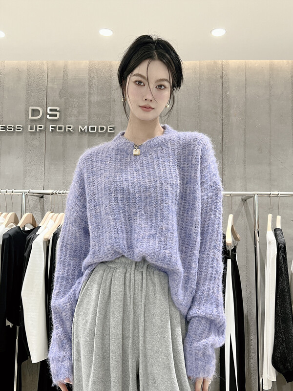 New in winter!【DS】Lazy loose round neck pullover warm sweater M-6466D# JHY