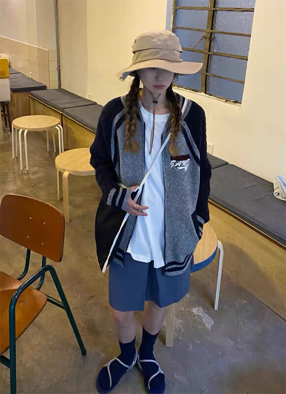 【LAB EEDA】American retro contrast color twist college style couple short jacket YS1-M335# OZQ