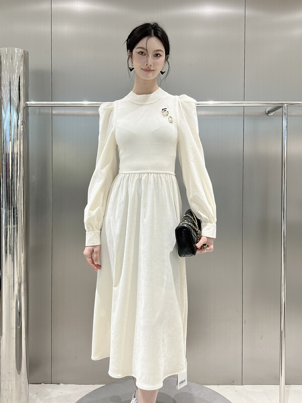 New in winter! [DS] Hepburn style winter waist French design dress 28681D# JHY