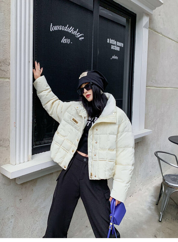 【DS】Stand-collar metal buckle short Korean style warm down jacket (including 90% white duck down) 99305# JHY