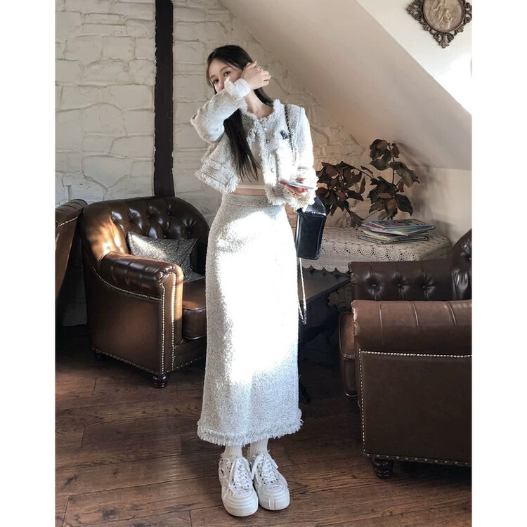 【L.L STUDIO】Small Fragrance Short Jacket + Mid-Length Skirt Two-piece Suit 78297# PCZ