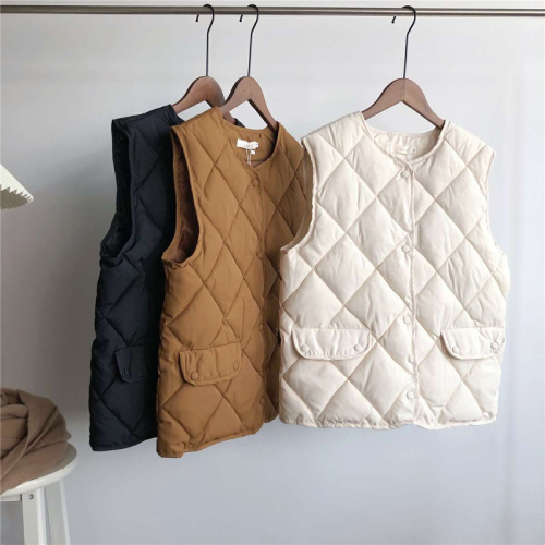 Autumn and winter vest women's short quilted vest, diamond-shaped padded jacket, outer wear, Korean version, all-match vest, waistcoat