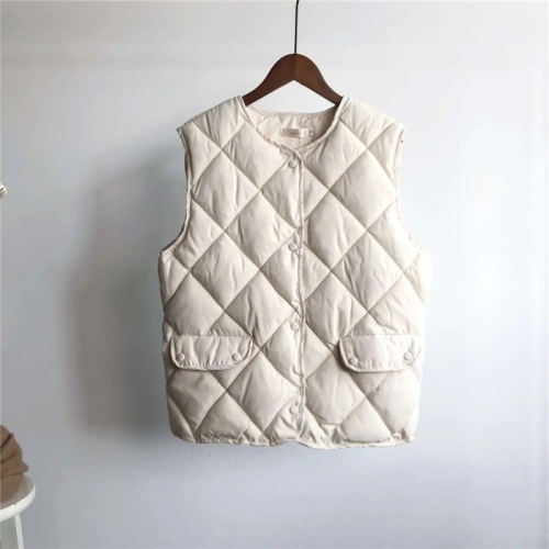 Autumn and winter vest women's short quilted vest, diamond-shaped padded jacket, outer wear, Korean version, all-match vest, waistcoat