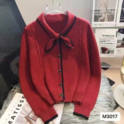  autumn and winter new Korean version design sense lady gentle bow top cardigan top