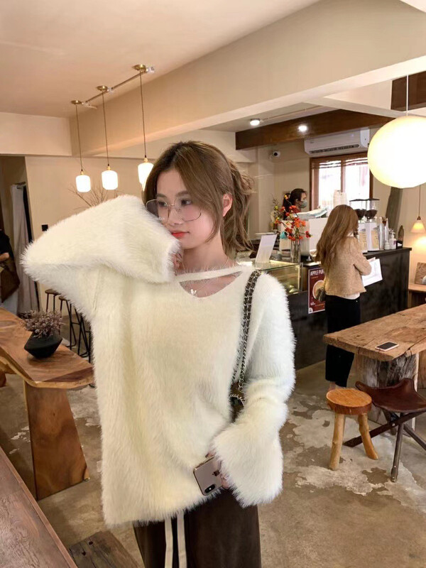 【MI NI】V-neck loose all-match sweater 9529# PCZ