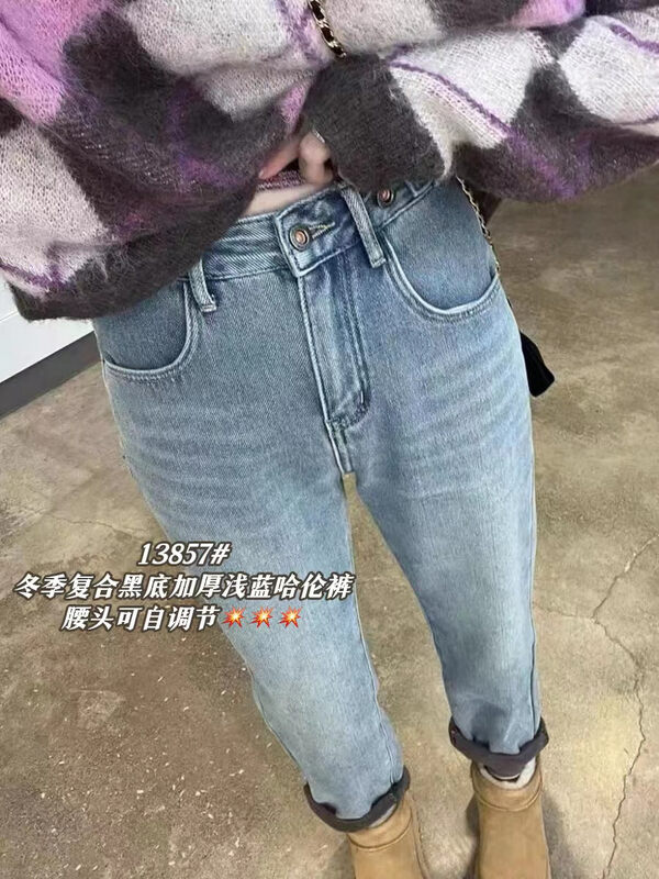 [Suxinlan/YOUMO] Casual simple all-match thick velvet jeans 13857# LSL