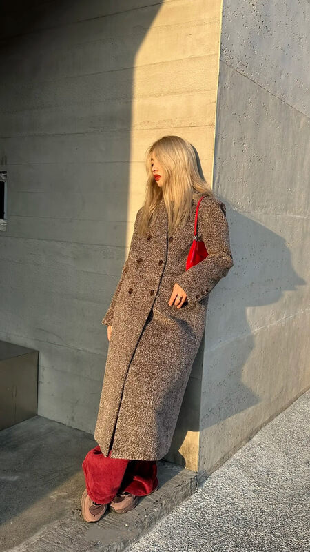 【IN.CHOOSE U】Korean temperament double-breasted all-match quilted coat 66387# CQW