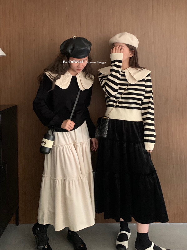 【B plus】Korean doll collar all-match foreign style sweater for age reduction (collar detachable) 22-8261-2# FHX