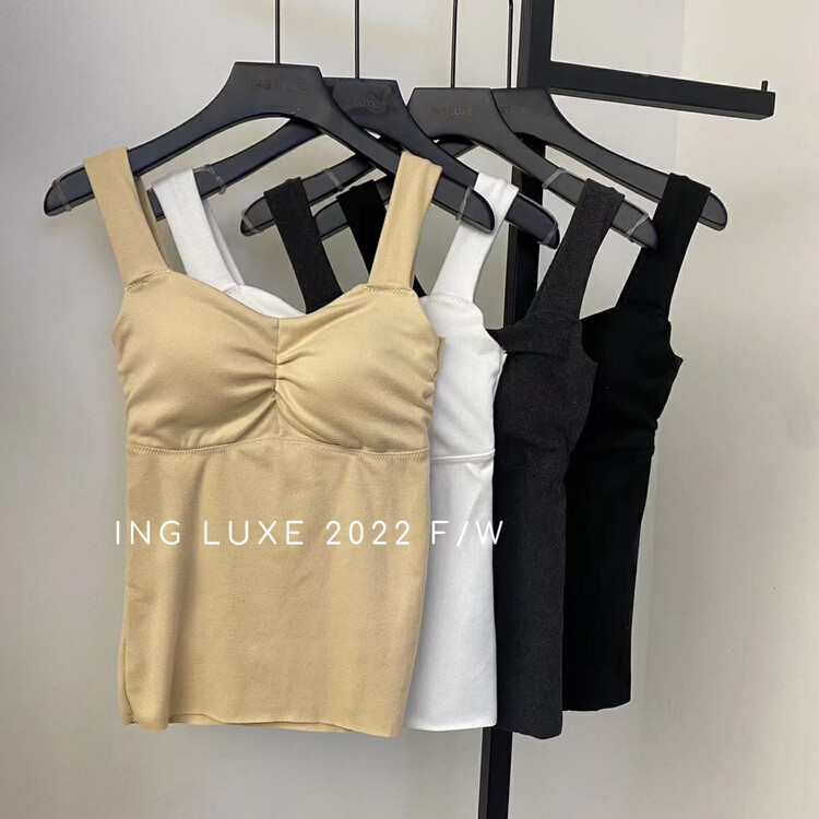 【ING】Pure version brushed all-match vest with chest pad thickened thermal underwear suspenders 8386