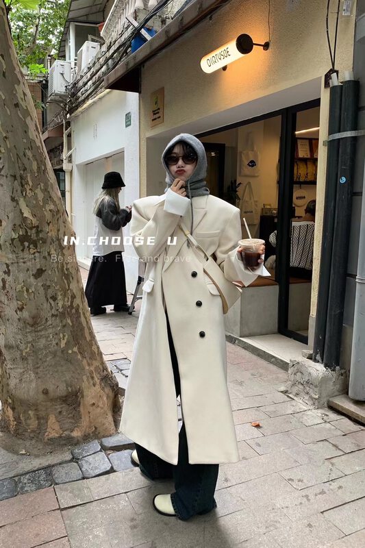 [IN.CHOOSE U] High-quality temperament loose splicing (cuff detachable) coat (including 20% ​​wool) 65053# CQW