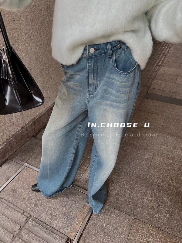 New autumn style!【IN.CHOOSE U】Korean style gradient loose casual jeans 67336# CQW