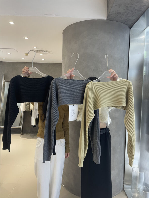 【IN.CHOOSE U】Simple solid color all-match short knitted sweater (35% wool) 66371# CQW
