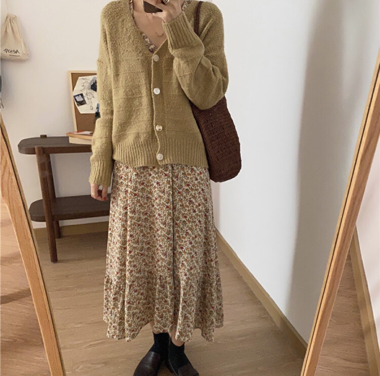 The original price is 98.99! [Timely Rain] Korean style ins sweet v-neck gentle wind personality all-match thin loose dress 05211-# WPL