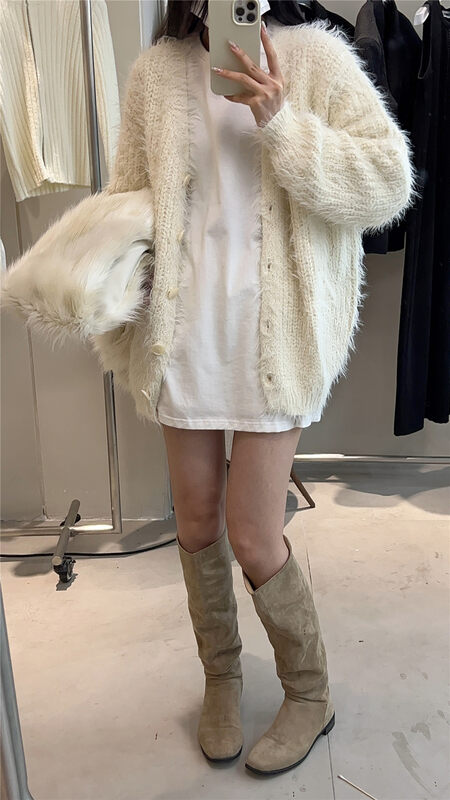 【IN.CHOOSE U】Korean style V-neck all-match button-down knitted cardigan 66366# CQW