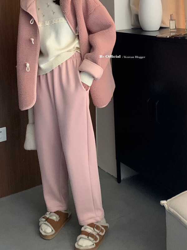 [B Plus] Korean version of simple and versatile casual plus velvet grandma pants casual pants 22-8494-2