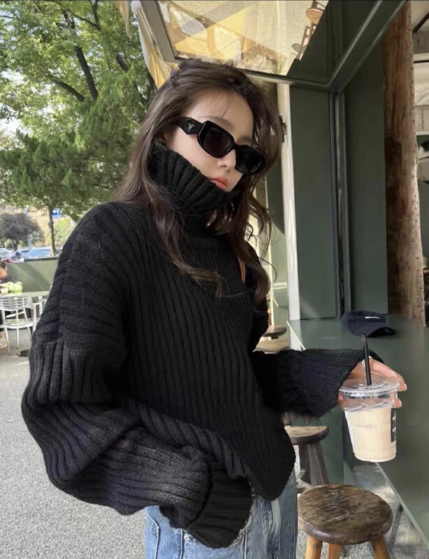 【MI NI】Loose all-match solid color turtleneck sweater 9524# PCZ