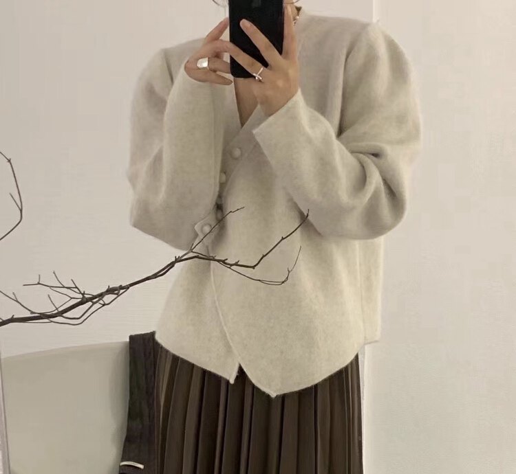 【WANWAN】Irregular foreign style fashion retro raccoon fur warm sweater 2620# HBX