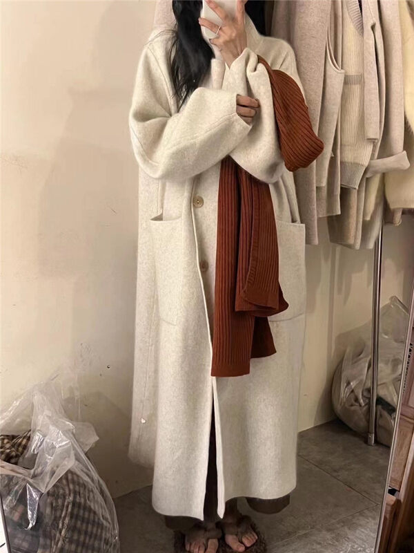 [WANWAN] Stand collar fashion long warm sweater with large pockets 2709# HBX