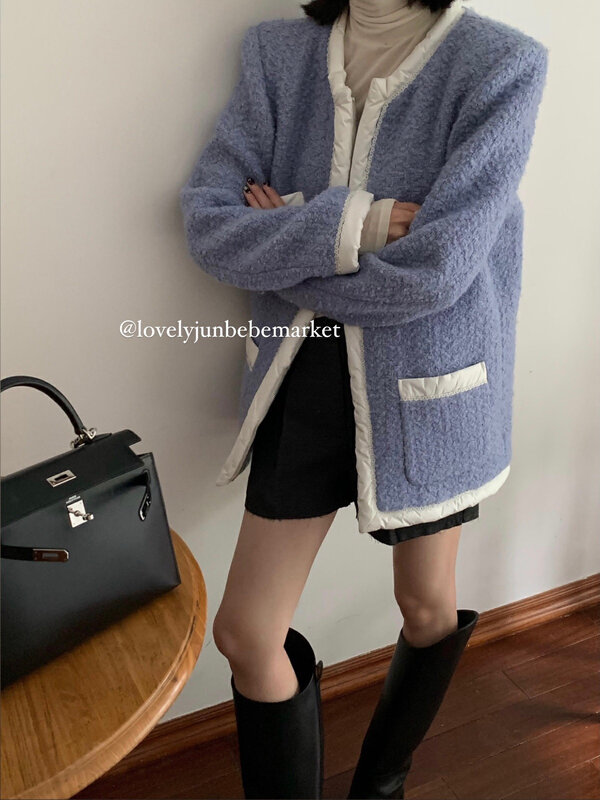 【DT CLASSIC】Small fragrance short jacket with round neck and color contrast D5198# JHY