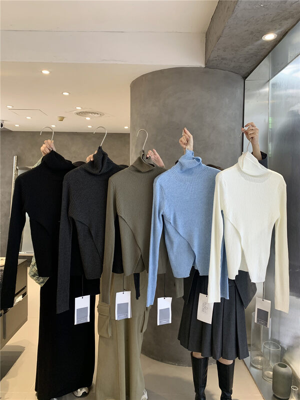 【IN.CHOOSE U】Solid color slim high collar bottoming shirt (30% wool) 66363# CQW