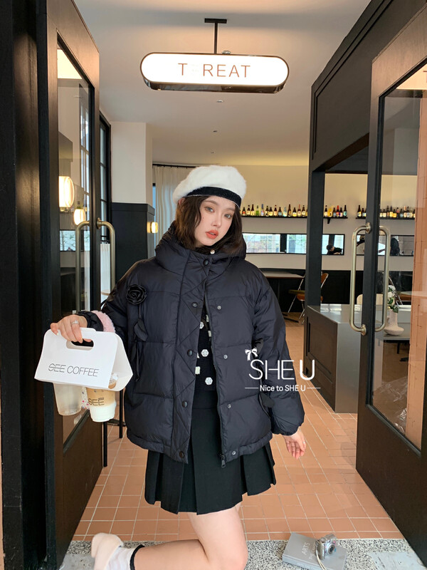 [SHE U] Minority warm three-dimensional rose down jacket 89115