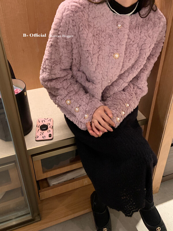 【B plus】French high-end small fragrant wind fur one thickened short coat 22-8618-2