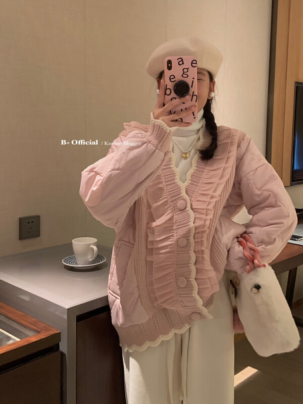 [B Plus] The same style of the Korean generation warm winter fresh and sweet temperament warm cotton clothing 22-8573-2