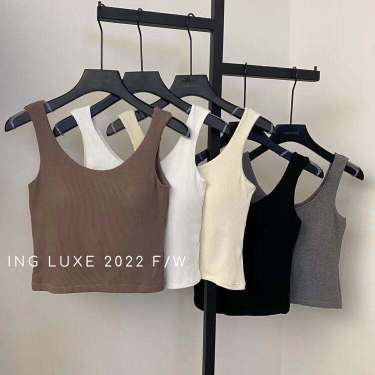 [ING] Versatile multi-color basic plus velvet thickened beautiful back sling 8387