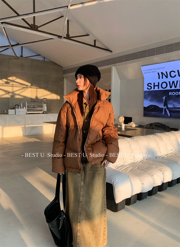 [BEST U] Simple and versatile warm down jacket with lapel (90% white duck down) B60373# LSW