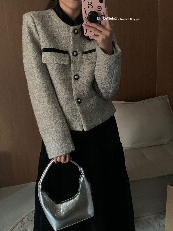 【B plus】French retro small fragrance wool fabric plus cotton padded clothes 22-8492-2