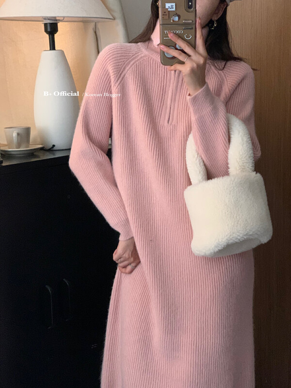 [B Plus] Korean Warm Winter Versatile Thickened Fresh Sweater Dress 22-8436-2
