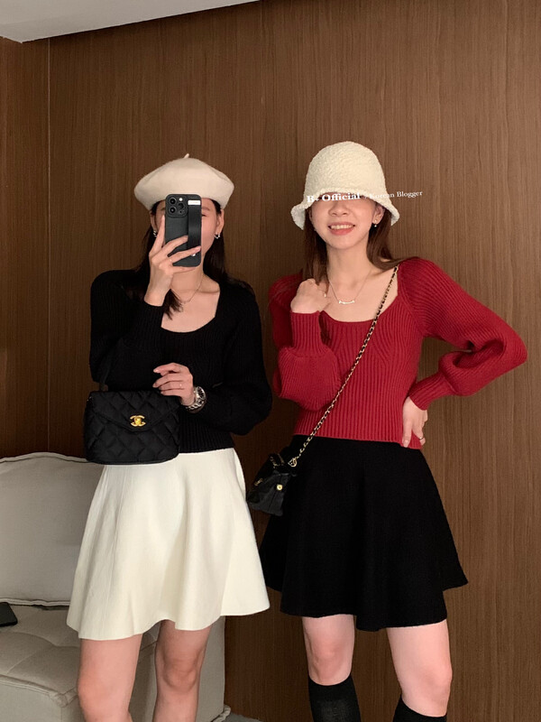 【B Plus】Korean version of pure desire little woman slim sweater 22-8346-2