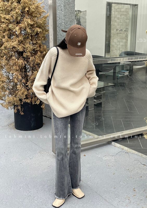 【TABMINI】Korean style fashion simple round neck all-match warm sweater (including 18% wool, 5% alpaca) D15337-A# WPL