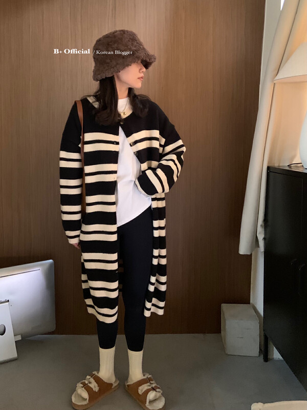 [B Plus] Korean casual lazy daily commuting thick coat dress 22-8374-2