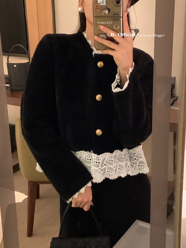 【B plus】French style elegant lady with small fragrant style thickened short coat 22-8610-2