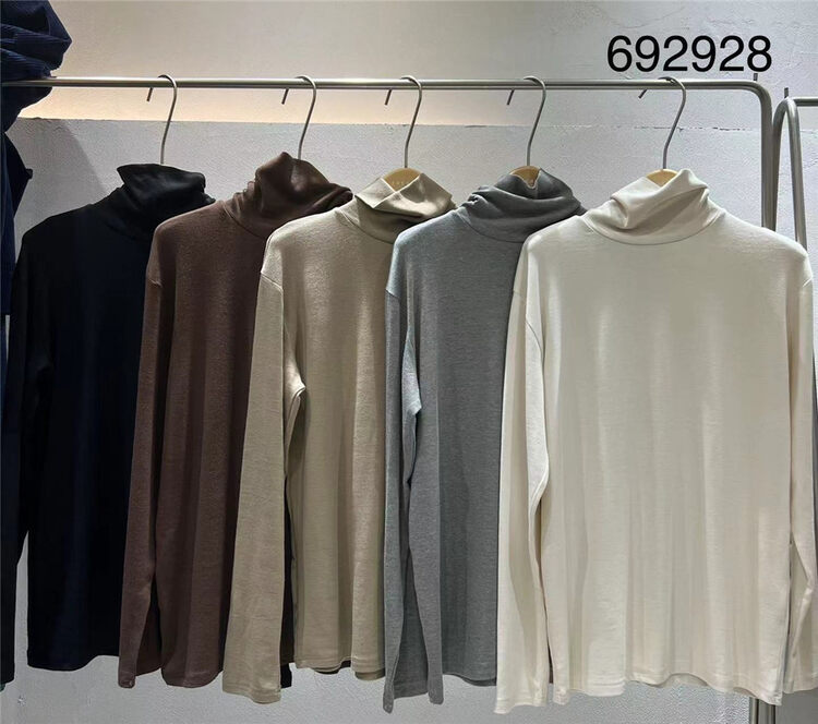 [TWENTY Indian wood] solid color high collar all-match long-sleeved T-shirt 6292928# L