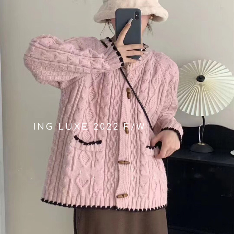 【ING】Korean Gentle Lazy Small Fragrance Knitted Cardigan Sweater w3997