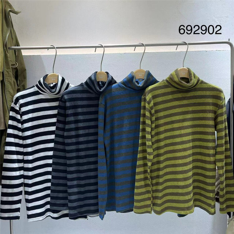 [TWENTY Indian wood] striped all-match long-sleeved bottoming shirt 692902# L