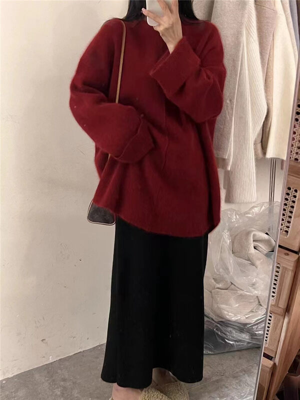 [WANWAN] Round neck casual loose warm sweater 2651# HBX