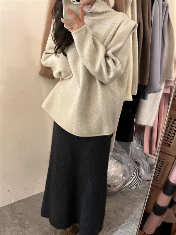 【WANWAN】High collar pullover loose warm sweater 2655# HBX