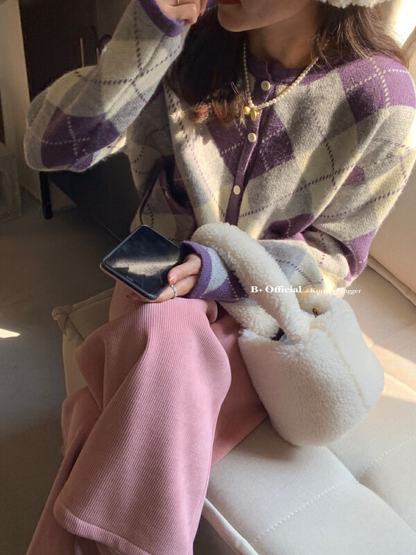 【B Plus】Korean version of fresh literary plaid thick sweater 22-8391-2