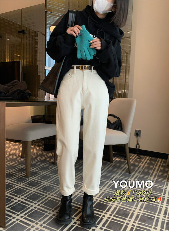 [Suxinlan/YOUMO] Korean style loose fashion casual fleece jeans (without belt) 13826# LSL